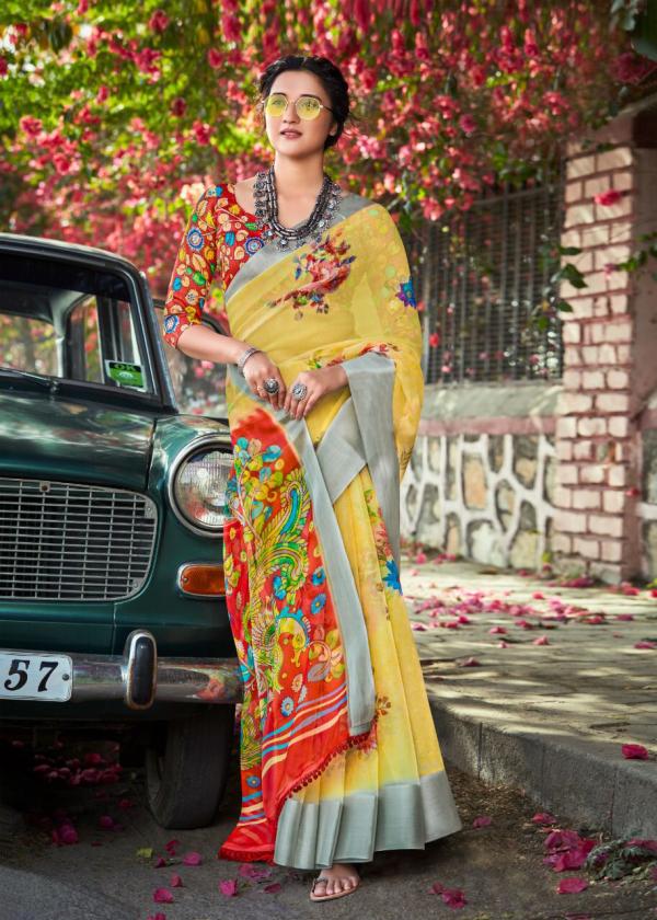 Sc White Lion Soft Organza Printed Saree Collection